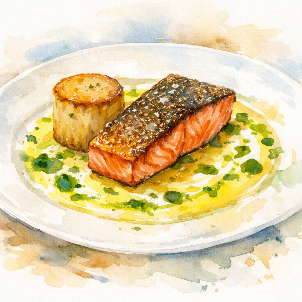 Crispy Skin Sockeye Salmon with Saffron Beurre Blanc