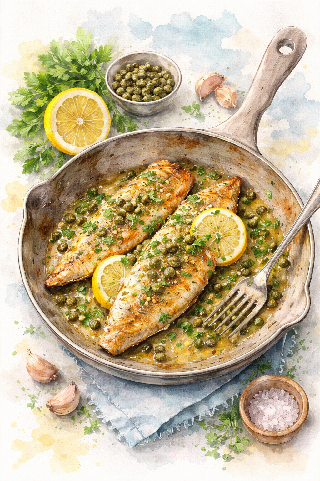 Easy Pan-Seared Pickerel With Lemon-Butter + Capers