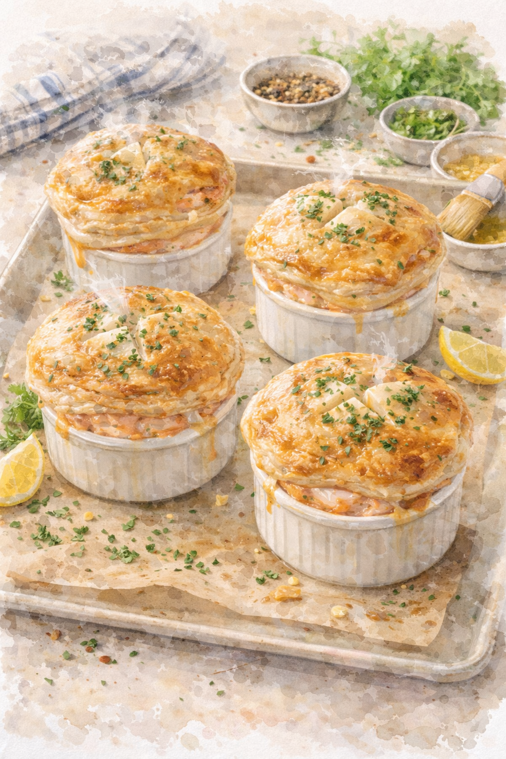 Seafood bisque Pot Pies
