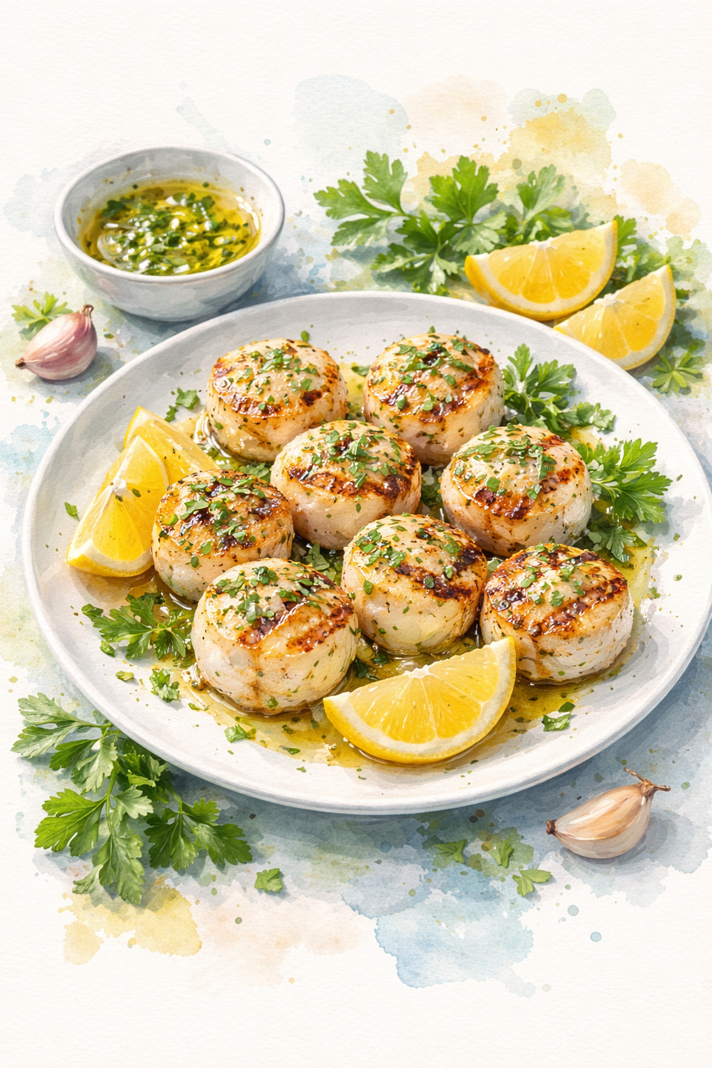 Lemon Herb Grilled Scallops