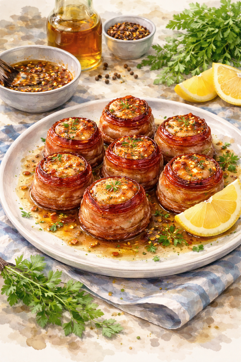 Maple Chili Glazed Bacon-Wrapped Scallops
