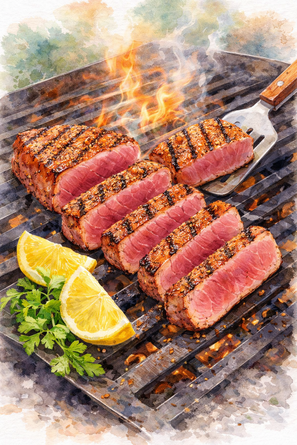 BBQing Bluefin Tuna Saku