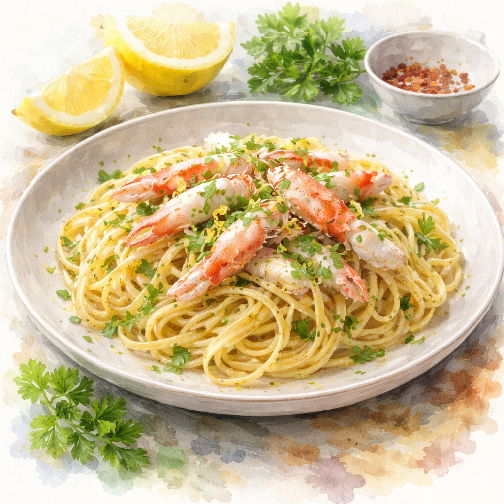 Lemon Butter Snow Crab Pasta