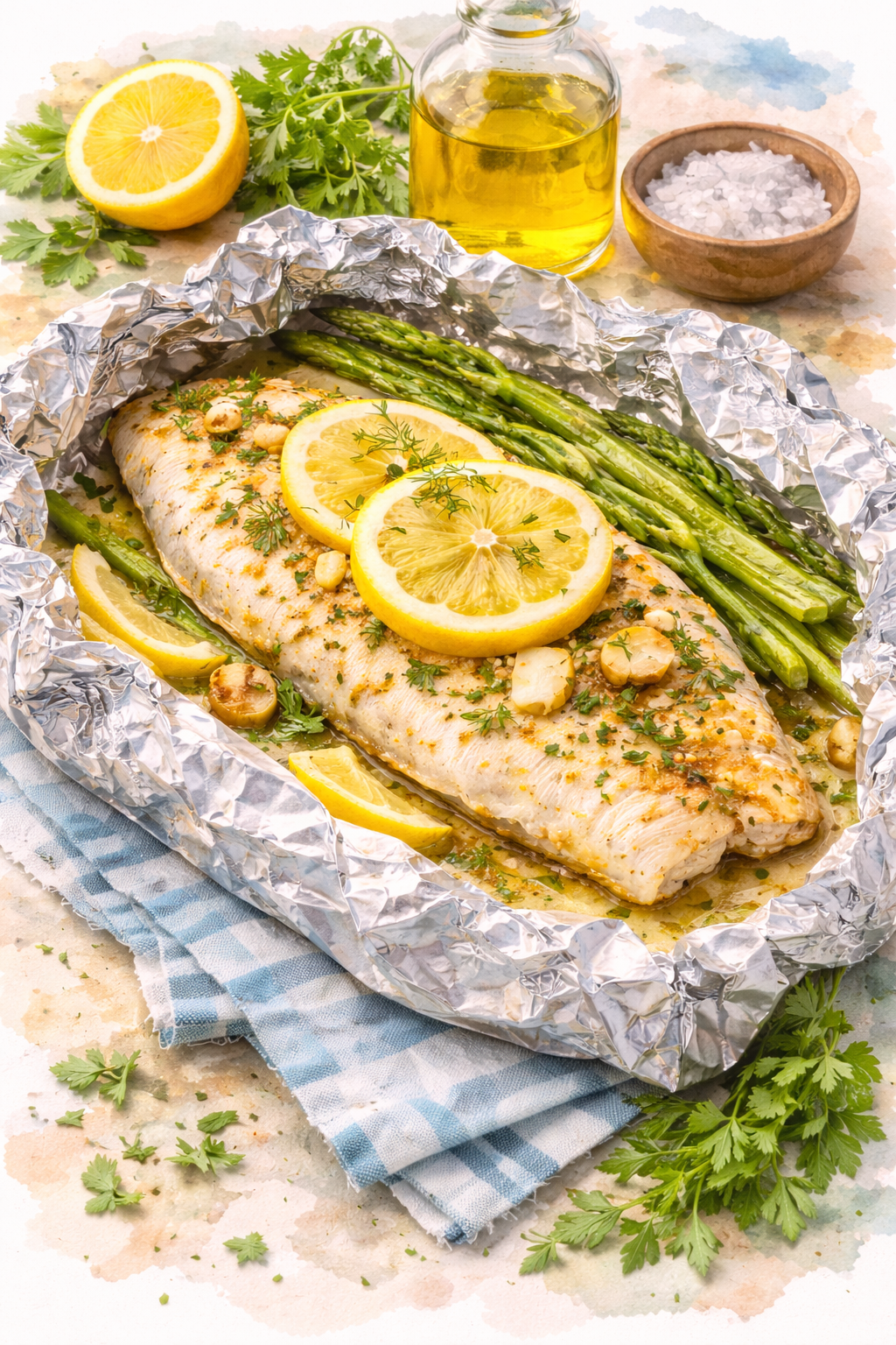Lemon Garlic Butter Pickerel Foil Pack