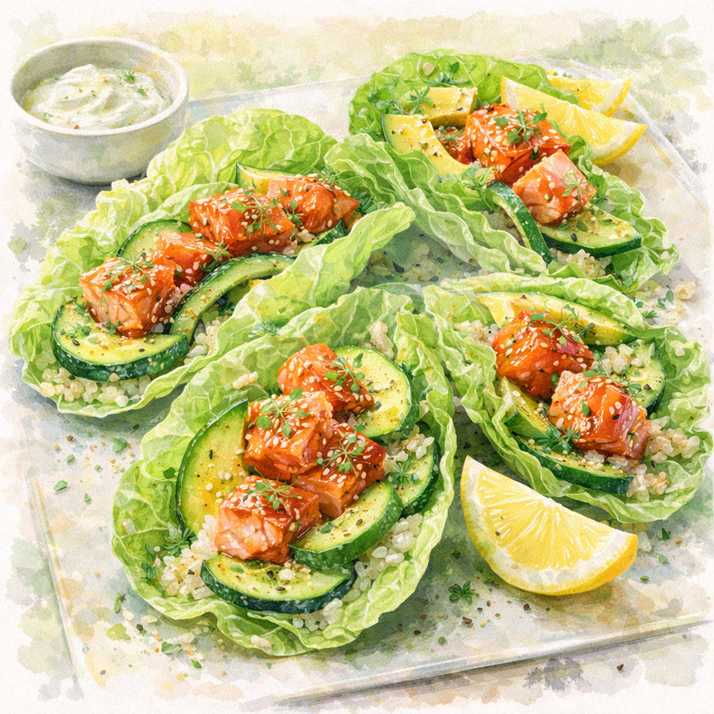 Maple Smoked Salmon Lettuce Wraps