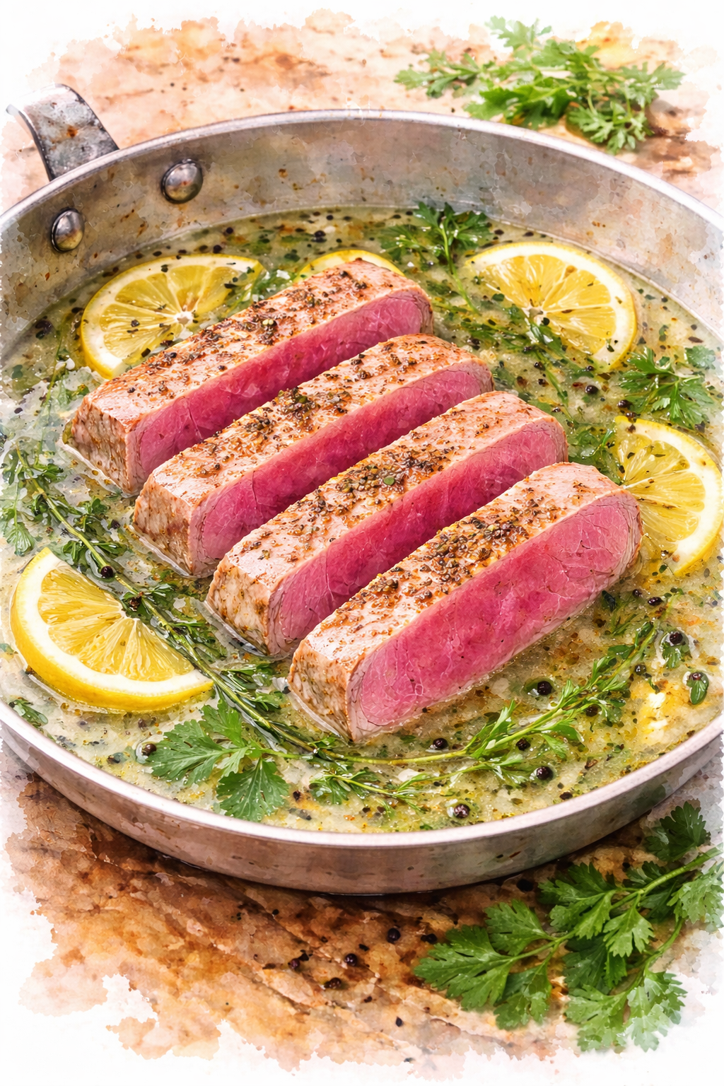 Poaching Blufin Tuna Saku