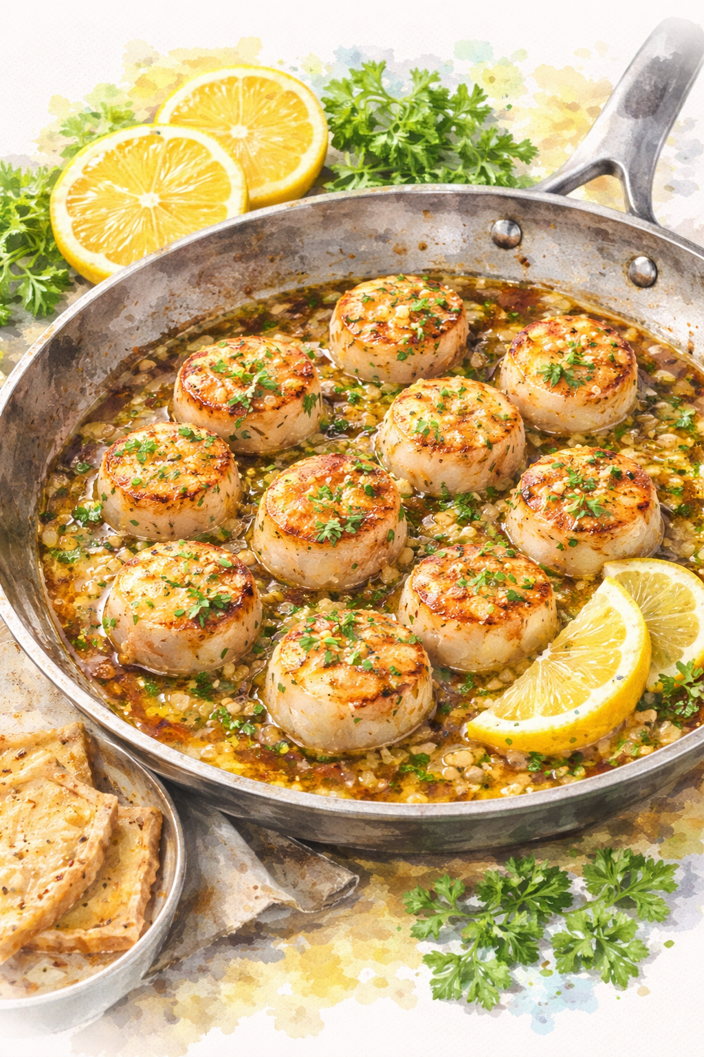 Seared Scallops with Garlic Lemon Butter