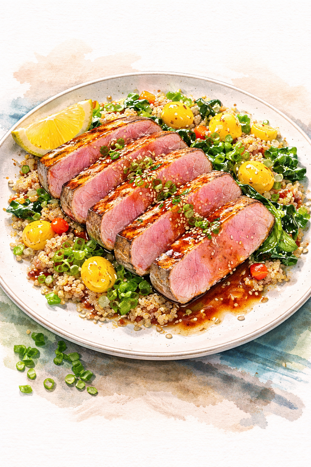 Seared Tuna on quinoa salad