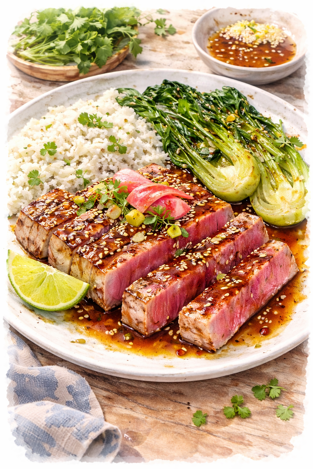 Seared Bluefin Tuna with Soy-Ginger Glaze