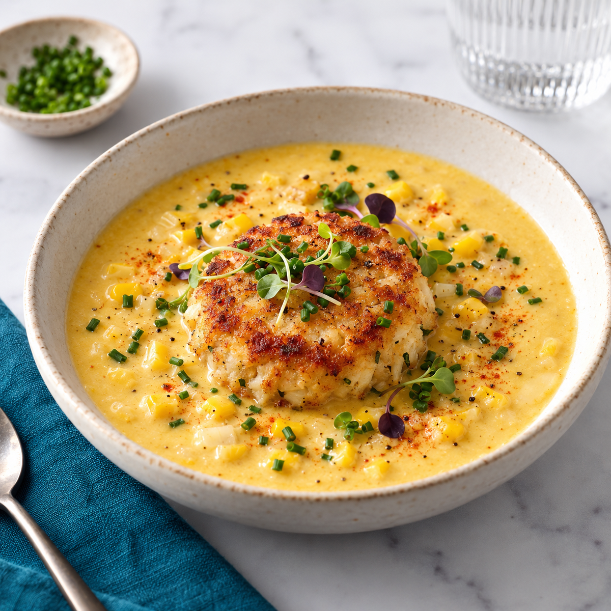 Crab Cake & Sweet Corn Bisque