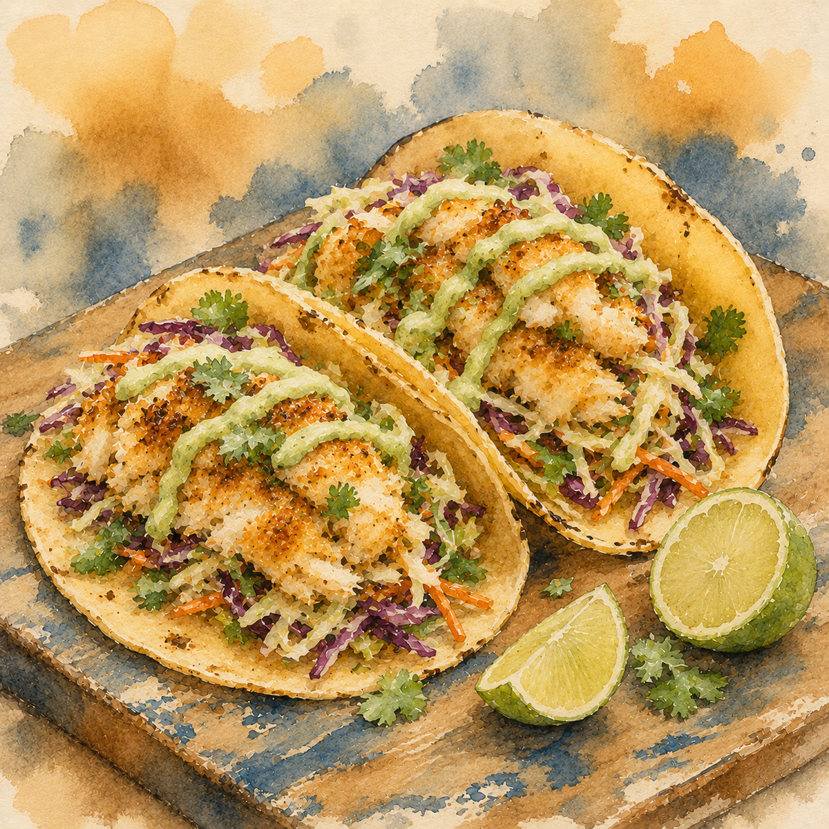 Crab Cake Tacos with Chipotle-Lime Slaw