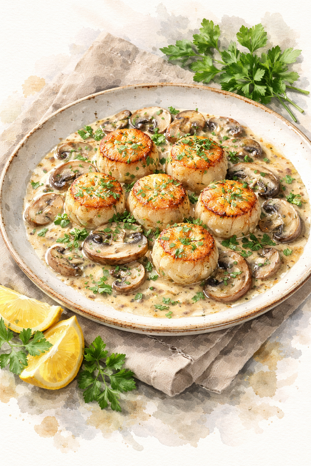 Scallops with Creamy Mushroom Sauce