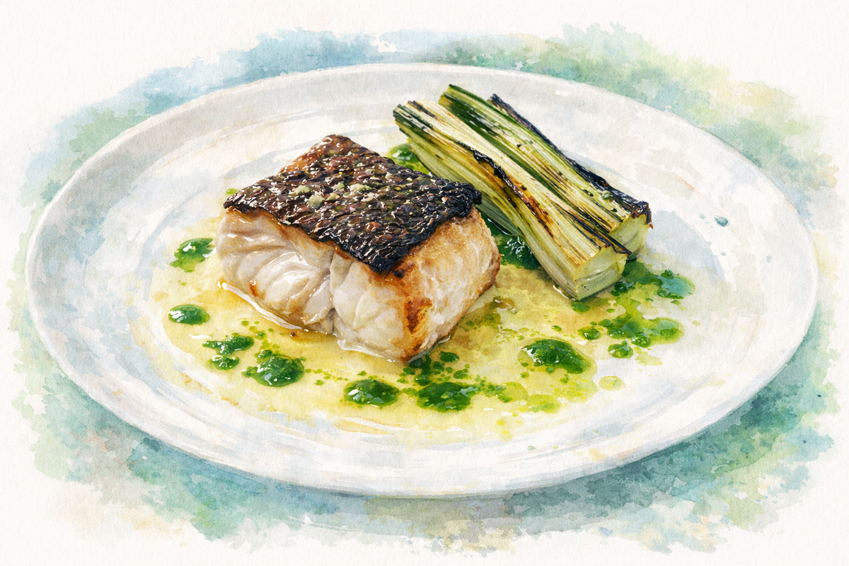 Crispy Skin Black Cod with Yuzu Beurre Blanc