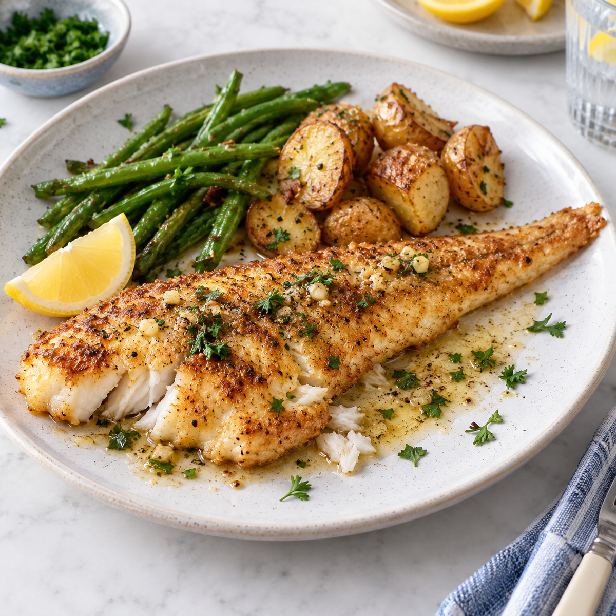 Crispy Haddock with Garlic Butter Sauce