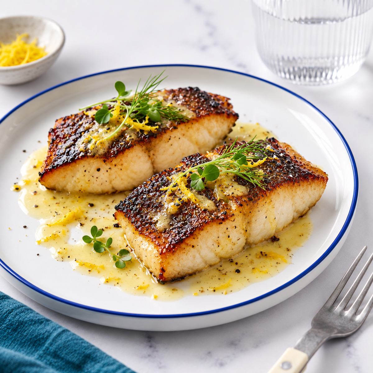 Crispy Skin Black Cod with Yuzu Beurre Blanc
