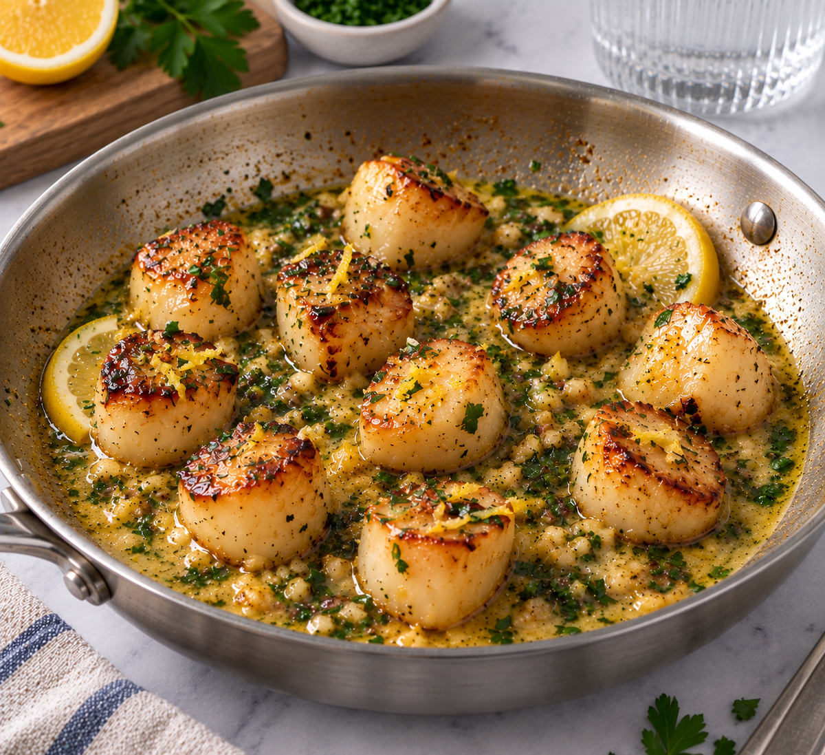 Seared Scallops with Garlic Lemon Butter