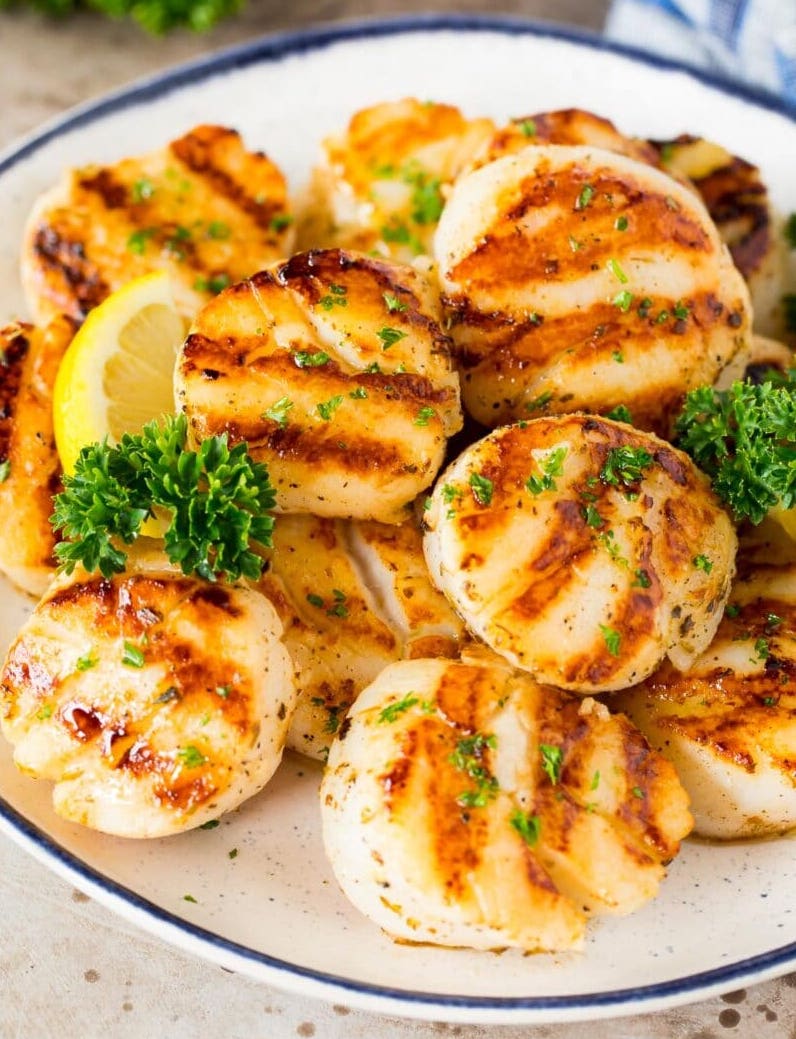 Lemon Herb Grilled Scallops