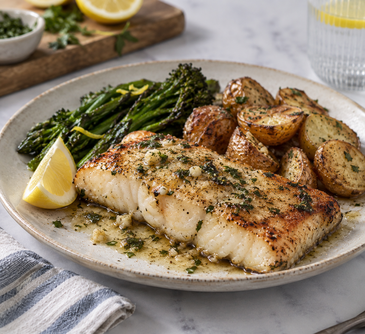 Lemon-Garlic Butter Black Cod