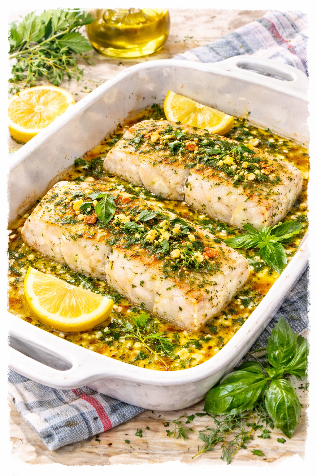 Lemon Herb Baked Halibut