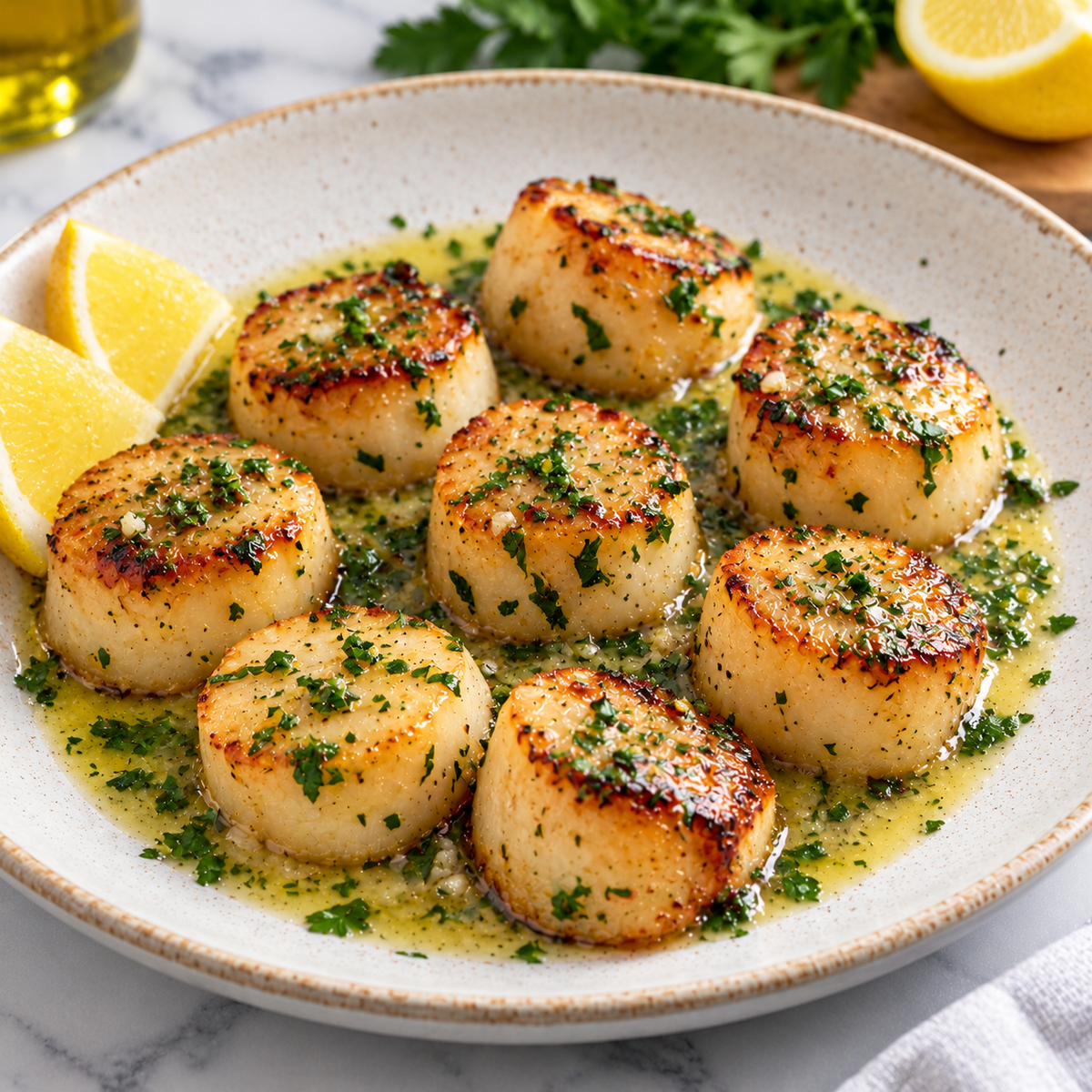 Lemon Herb Grilled Scallops