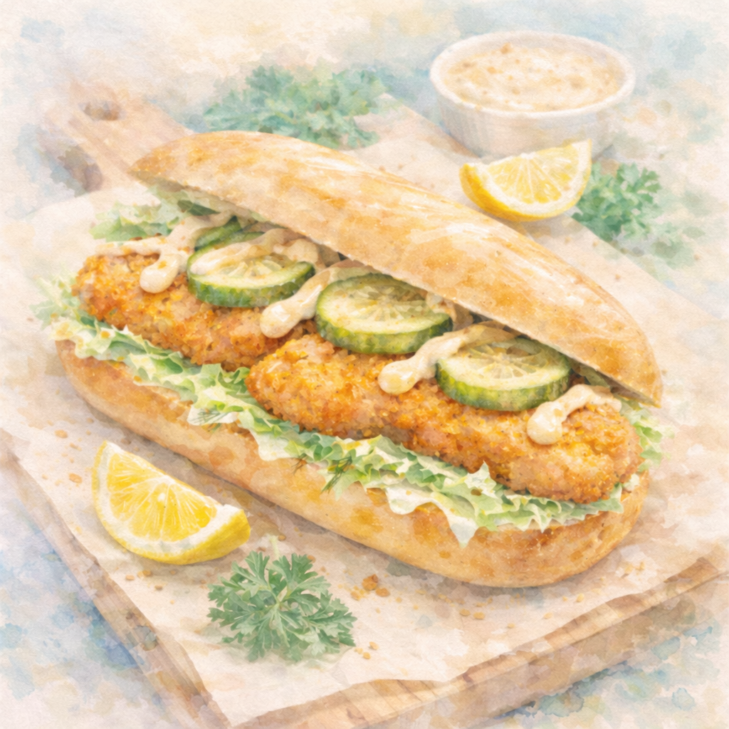 Crispy Haddock Po’ Boy Sandwich