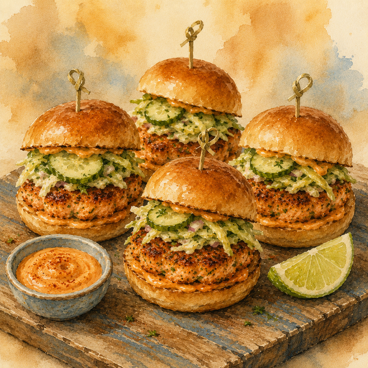Smash-Style Salmon Sliders