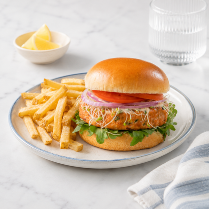 Spinach & Feta Sockeye Salmon Burgers